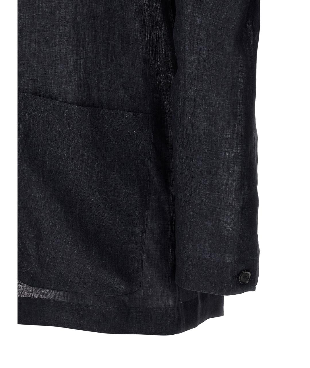 BRIONI Темно-синяя льняная кэжуал рубашка, фото 4