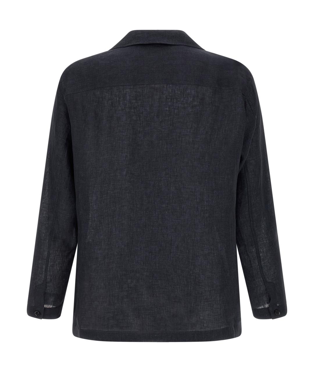 BRIONI Темно-синяя льняная кэжуал рубашка, фото 2