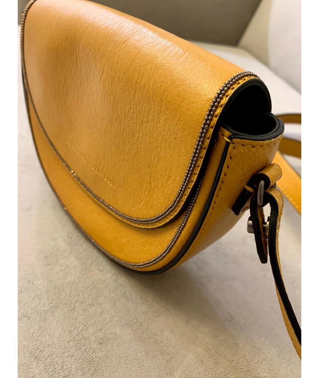 BRUNELLO CUCINELLI Горчичная кожаная сумка через плечо, фото 2
