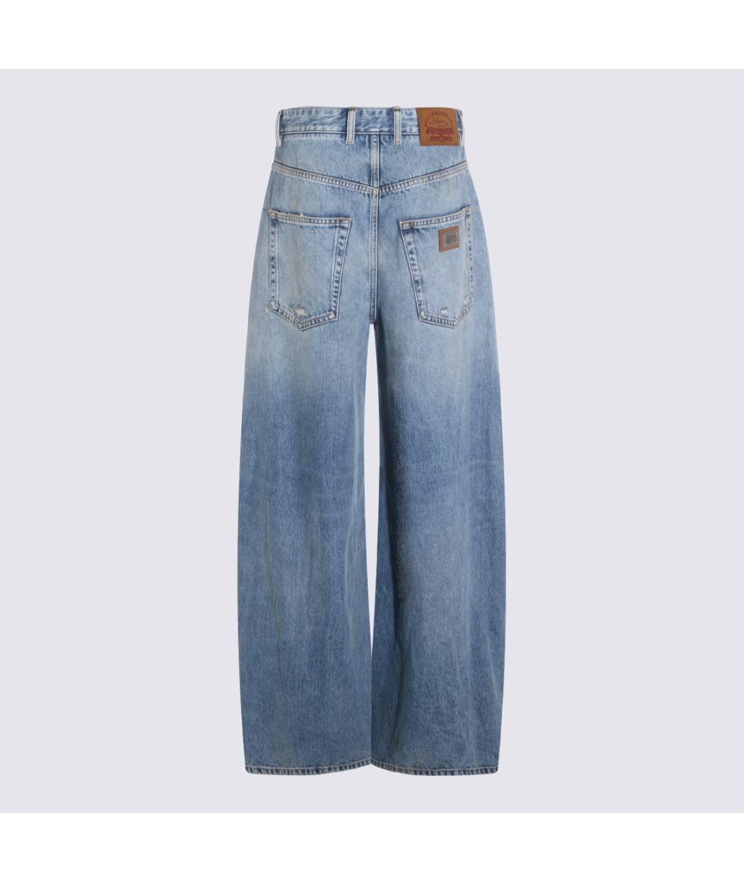 DOLCE&GABBANA Синие хлопковые прямые джинсы, фото 2