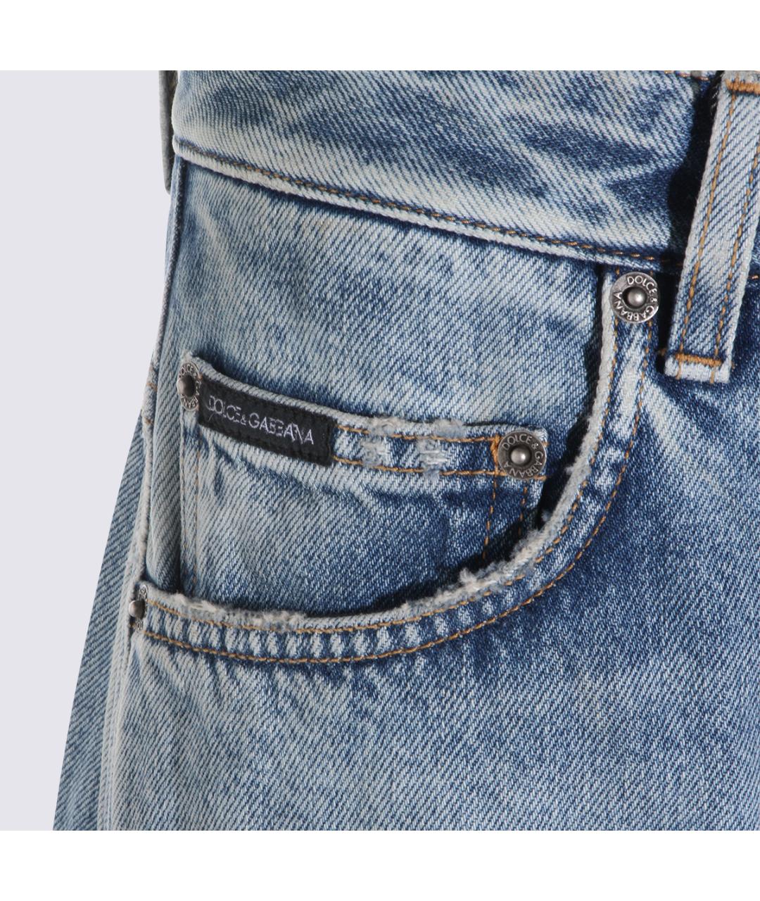 DOLCE&GABBANA Синие хлопковые прямые джинсы, фото 3