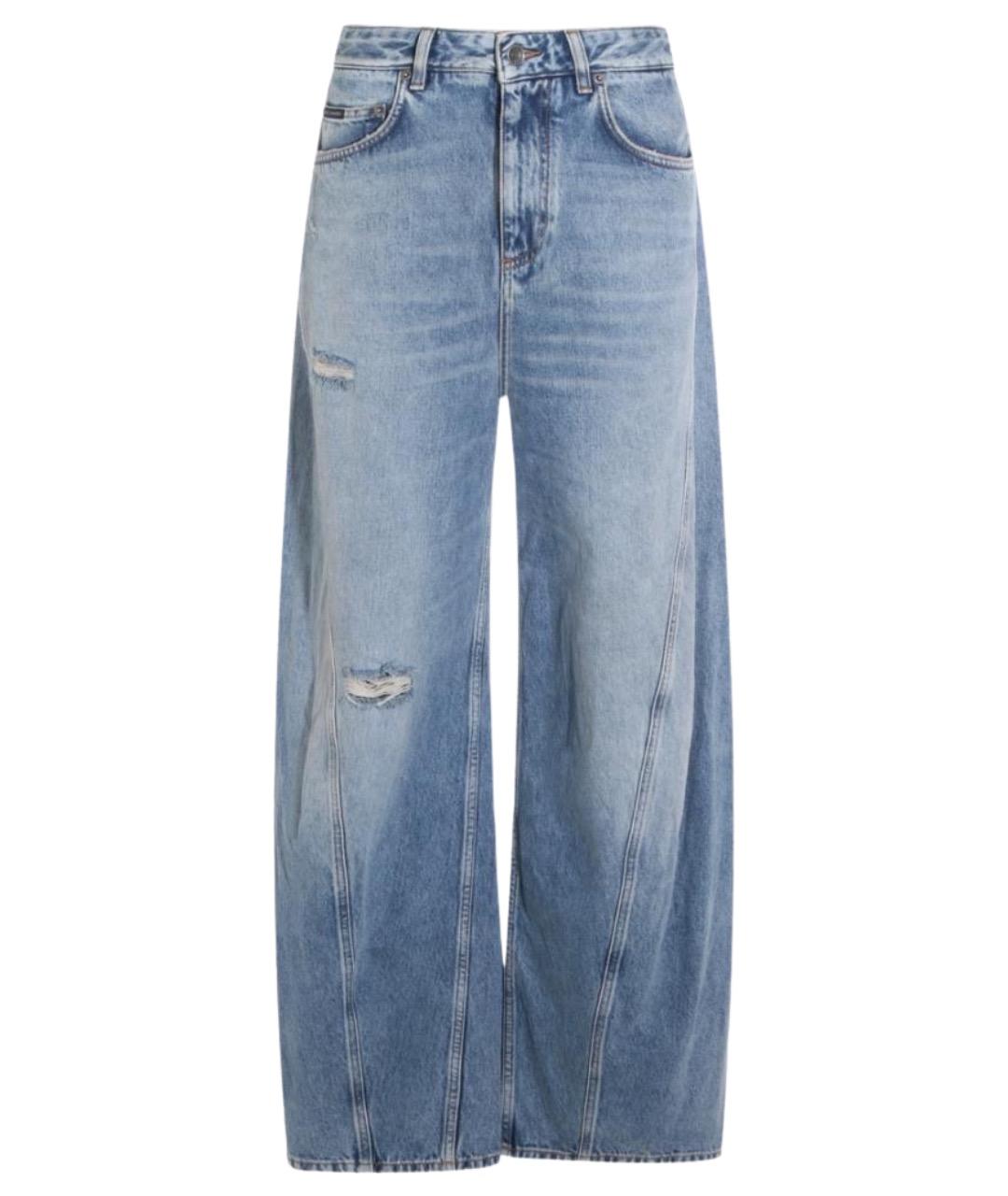 DOLCE&GABBANA Синие хлопковые прямые джинсы, фото 1