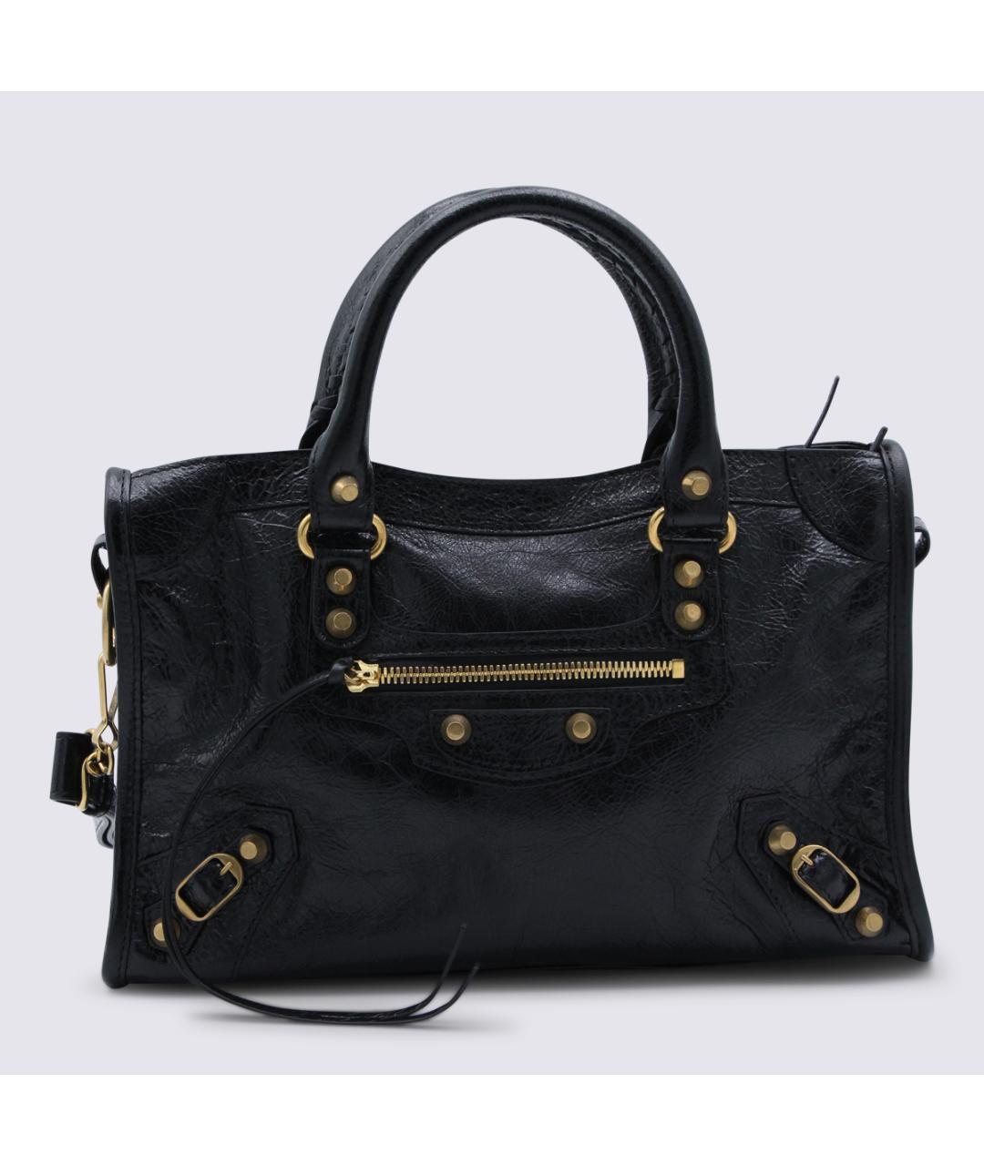 BALENCIAGA Черная кожаная сумка тоут, фото 5