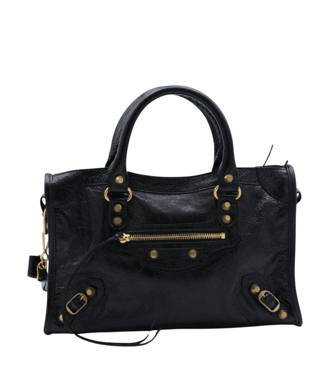 BALENCIAGA Черная кожаная сумка тоут, фото 1