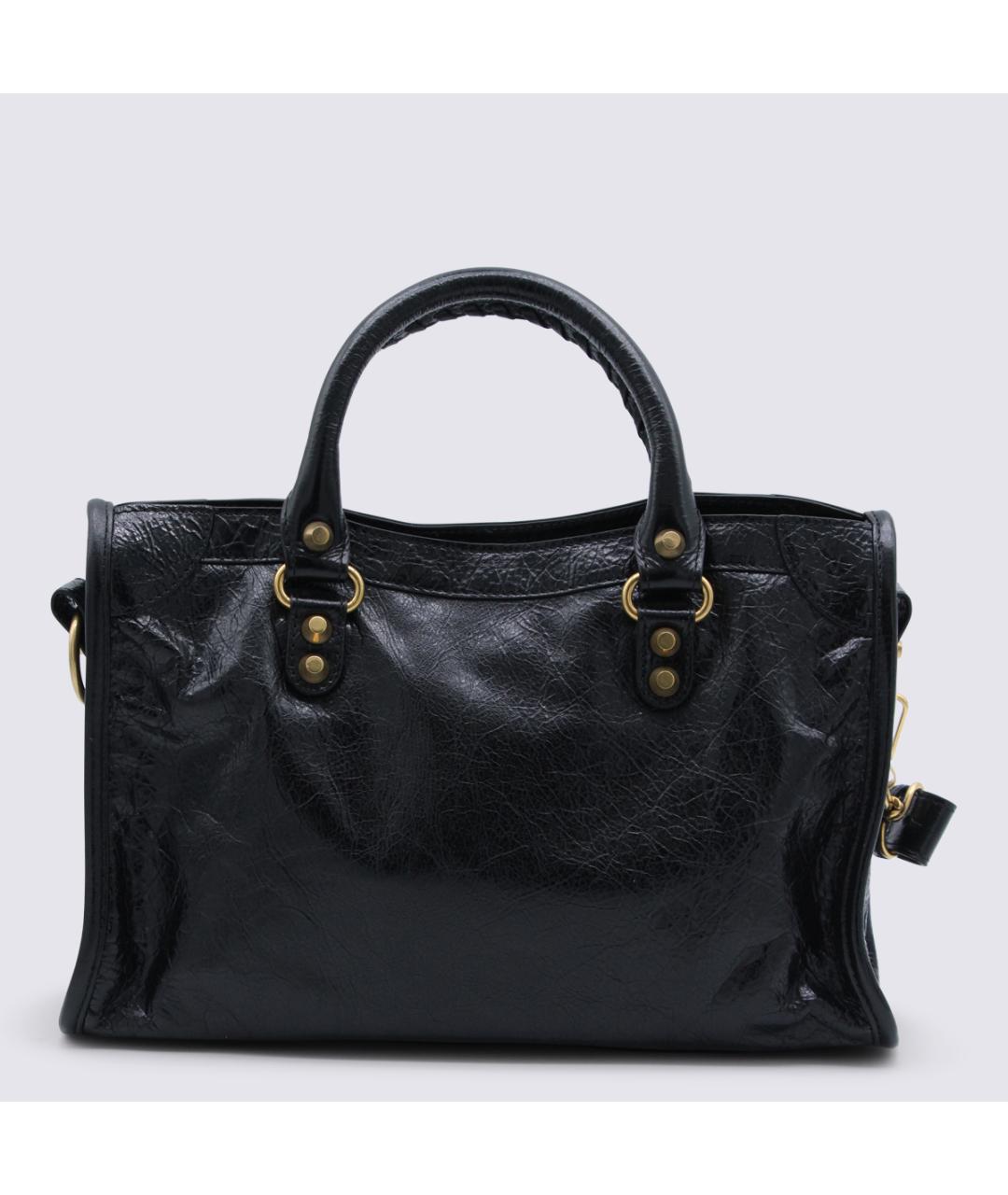 BALENCIAGA Черная кожаная сумка тоут, фото 3