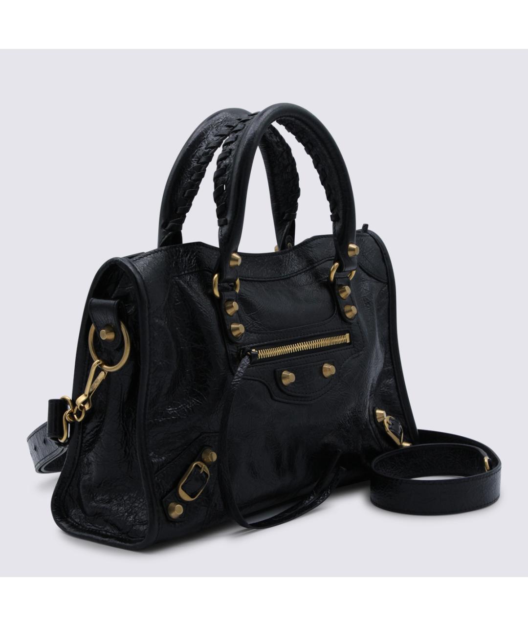 BALENCIAGA Черная кожаная сумка тоут, фото 2