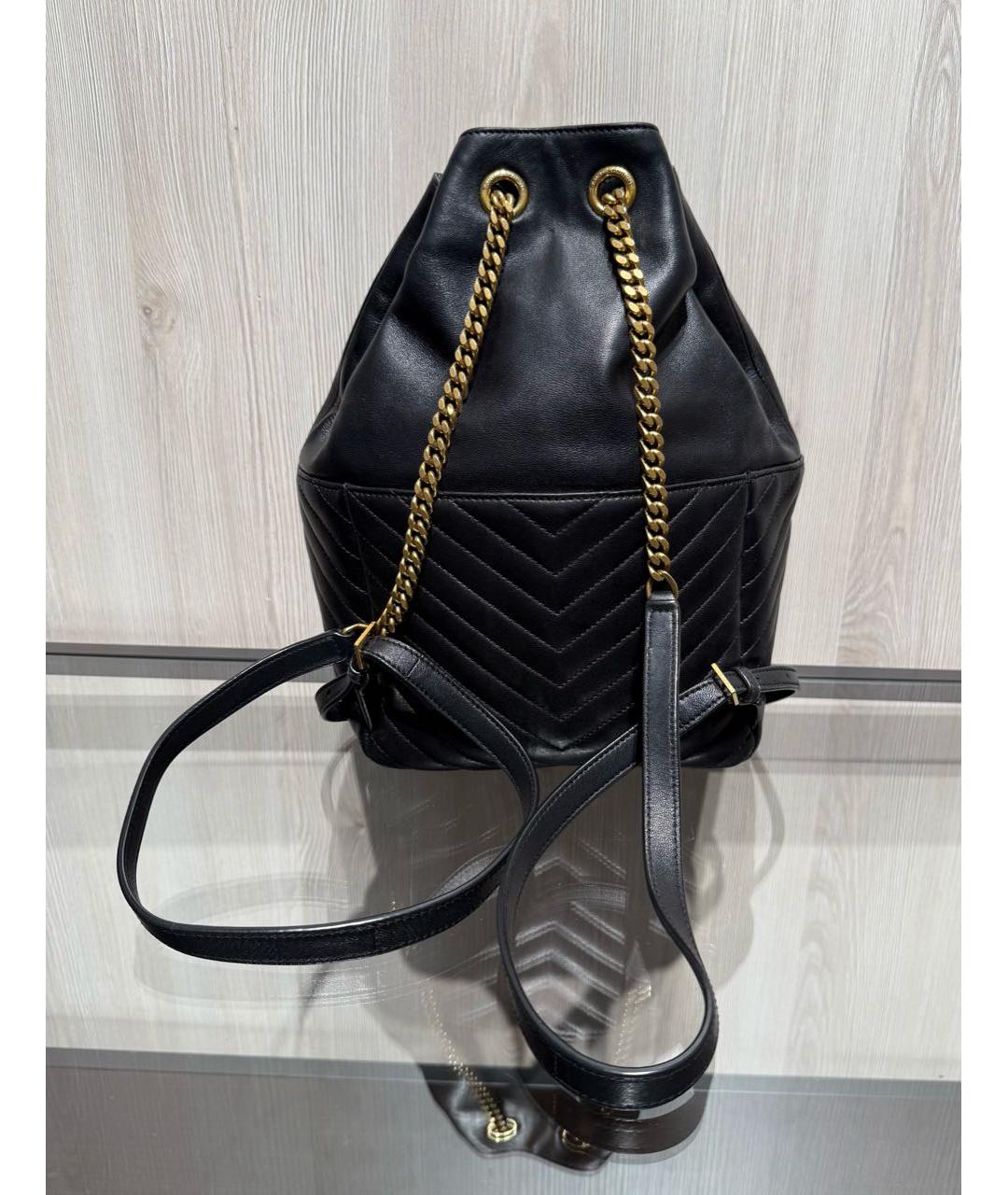 SAINT LAURENT Черный кожаный рюкзак, фото 3