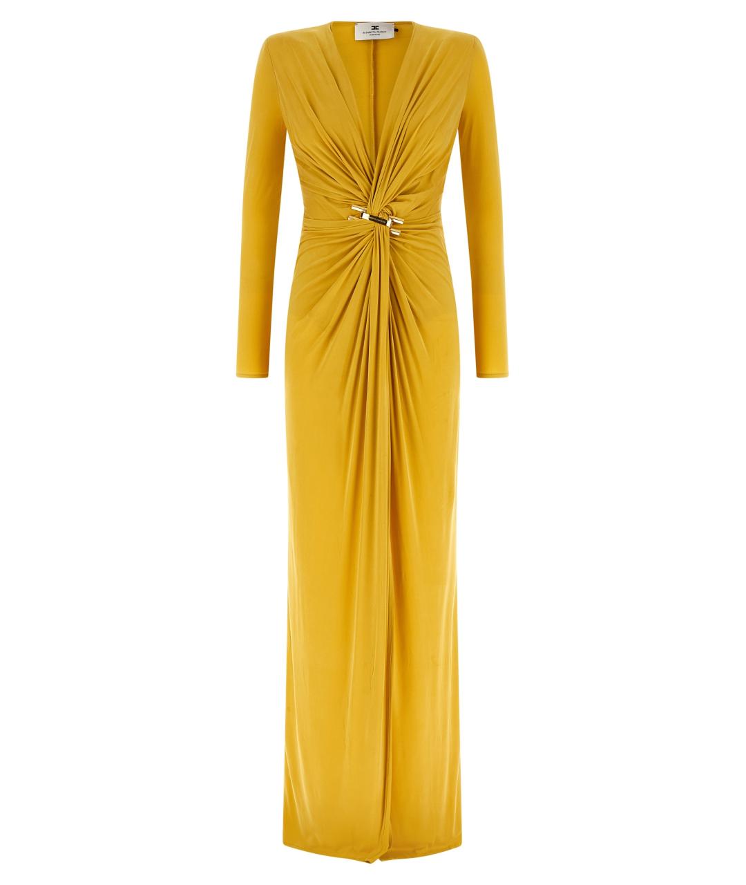 ELISABETTA FRANCHI Желтое вискозное вечернее платье, фото 1
