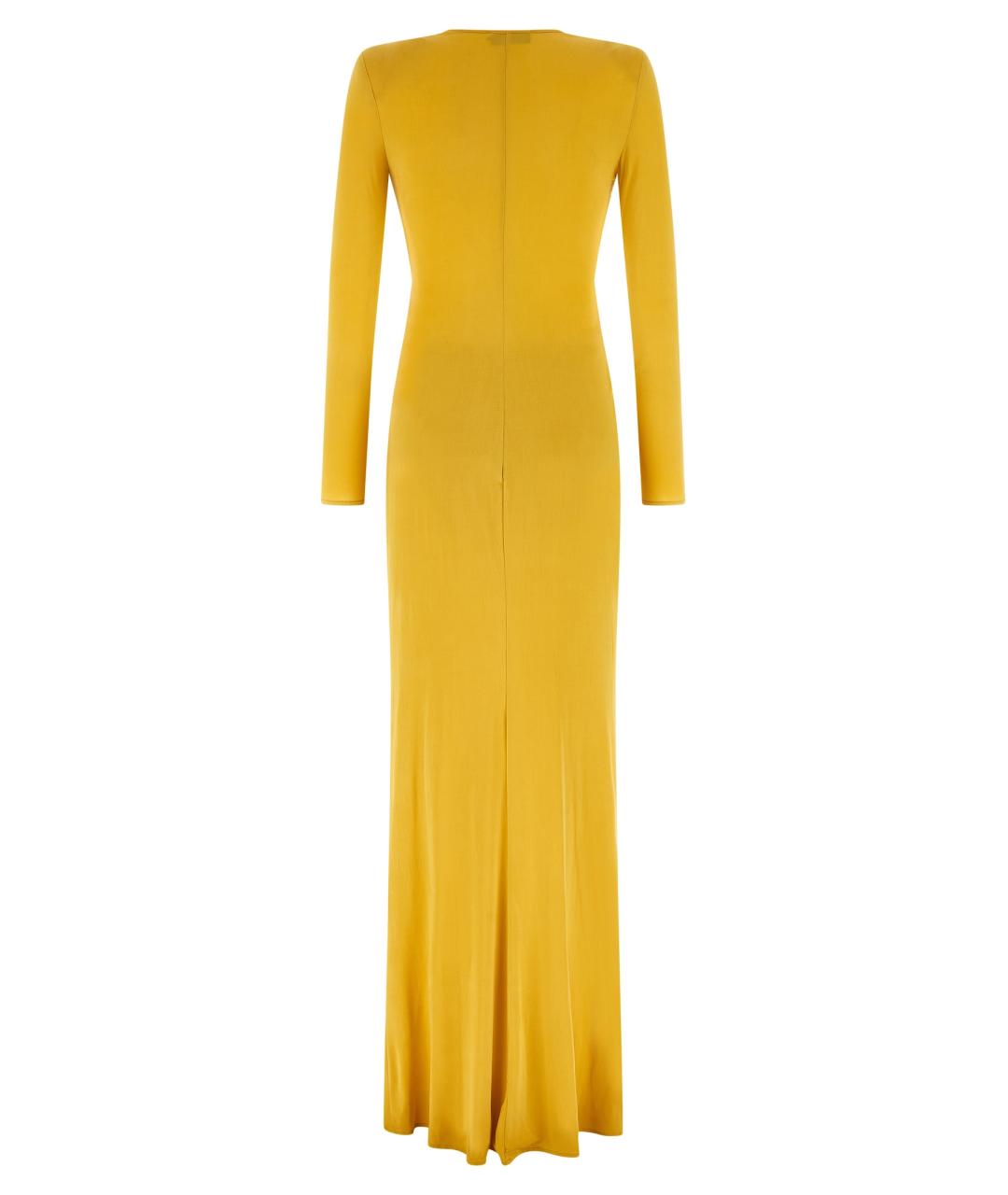ELISABETTA FRANCHI Желтое вискозное вечернее платье, фото 2