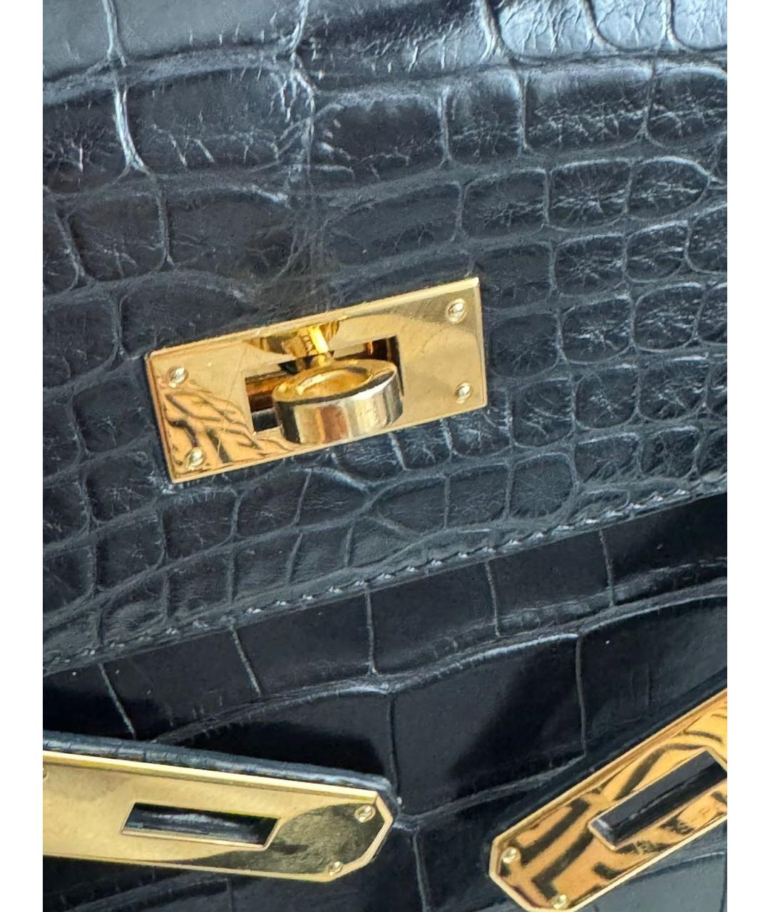 HERMES Черная кожаная сумка с короткими ручками, фото 6