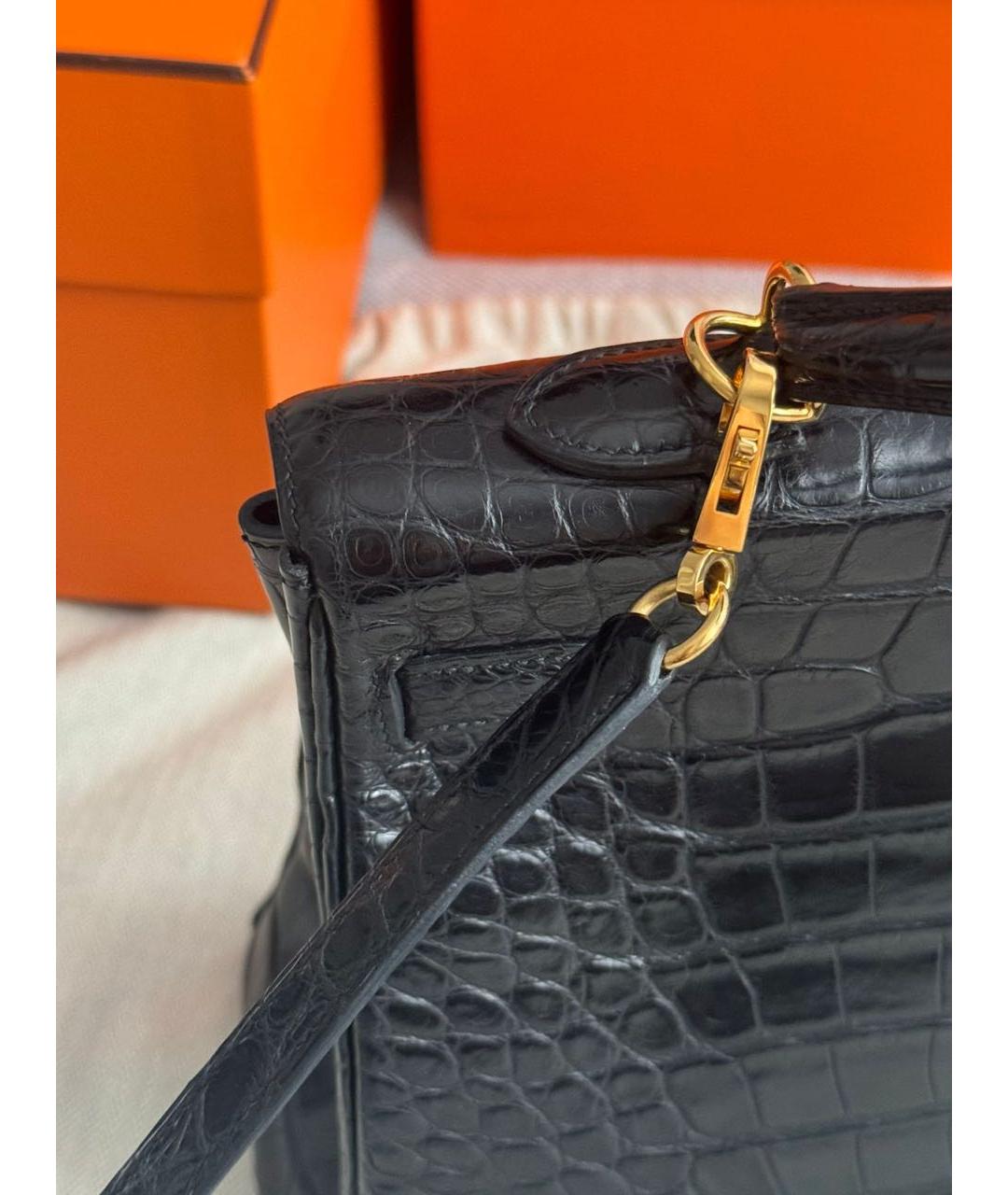 HERMES Черная кожаная сумка с короткими ручками, фото 8