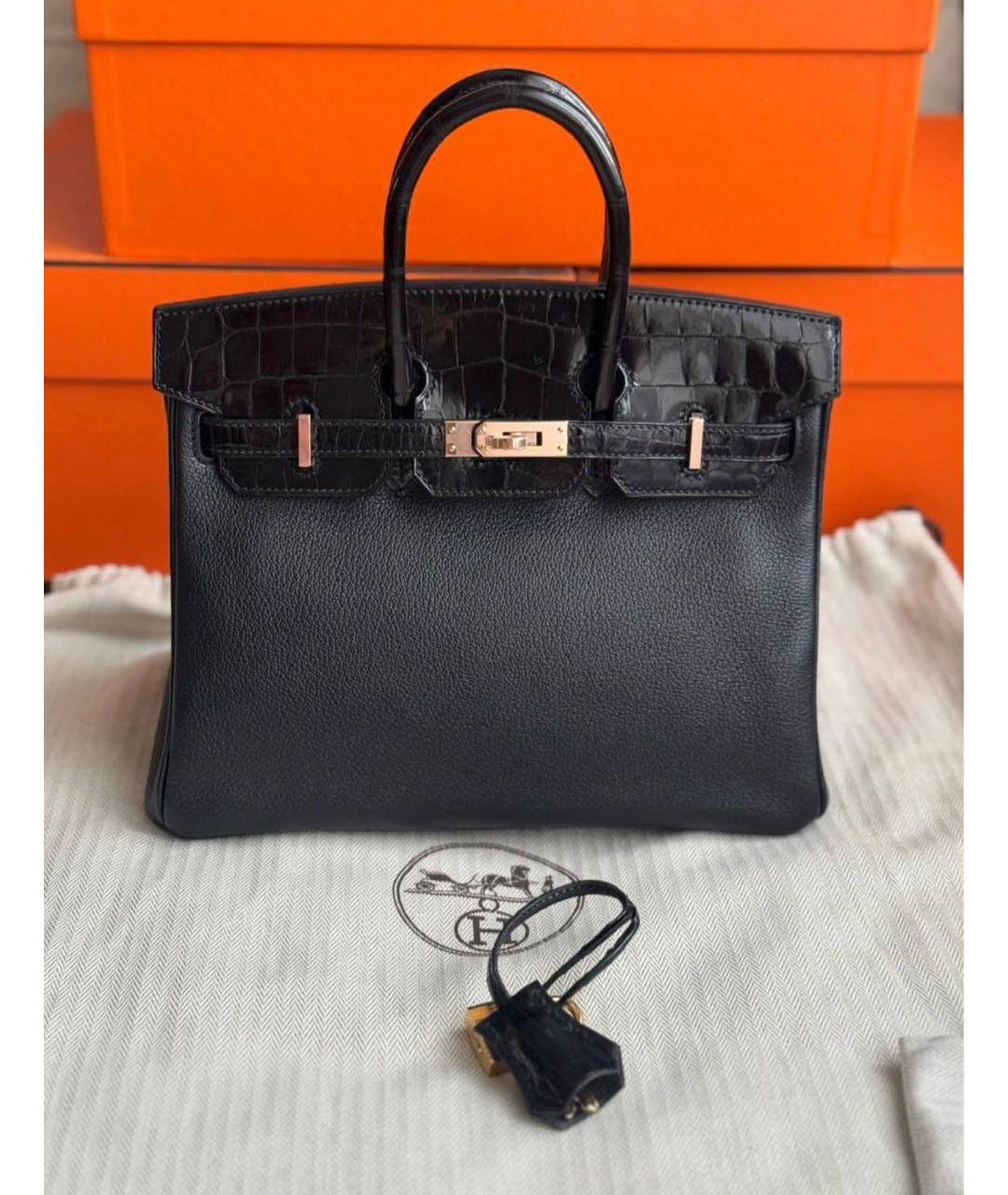HERMES Черная кожаная сумка с короткими ручками, фото 9