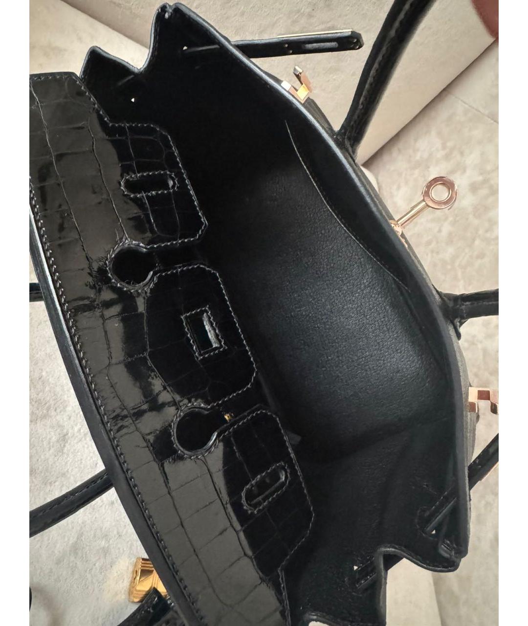 HERMES Черная кожаная сумка с короткими ручками, фото 4
