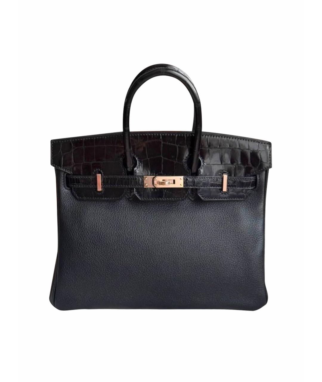 HERMES Черная кожаная сумка с короткими ручками, фото 1