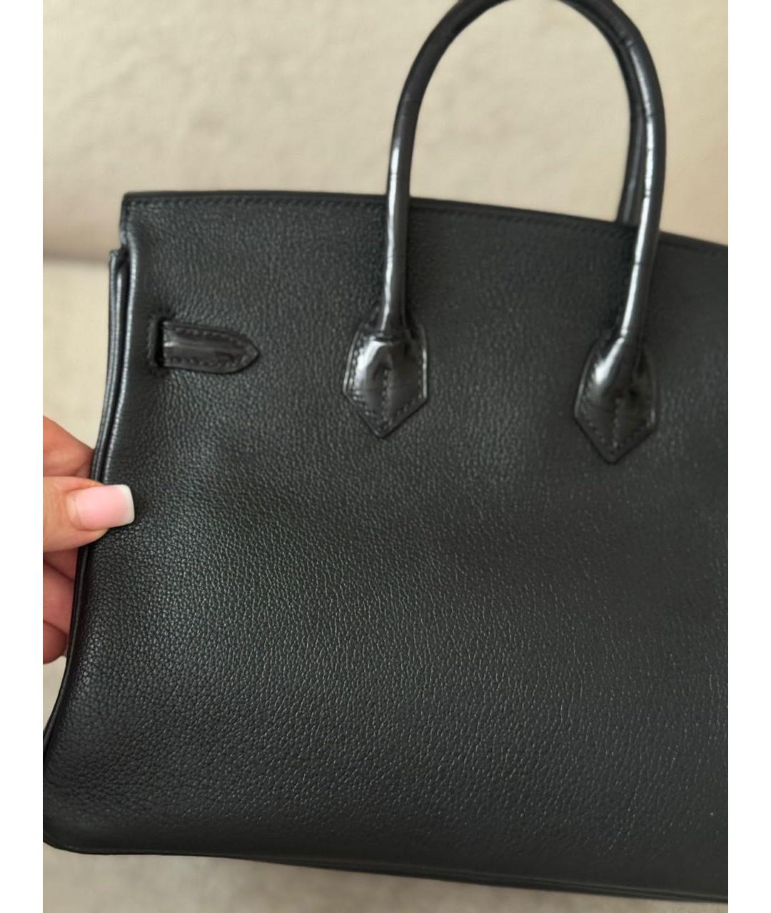 HERMES Черная кожаная сумка с короткими ручками, фото 3