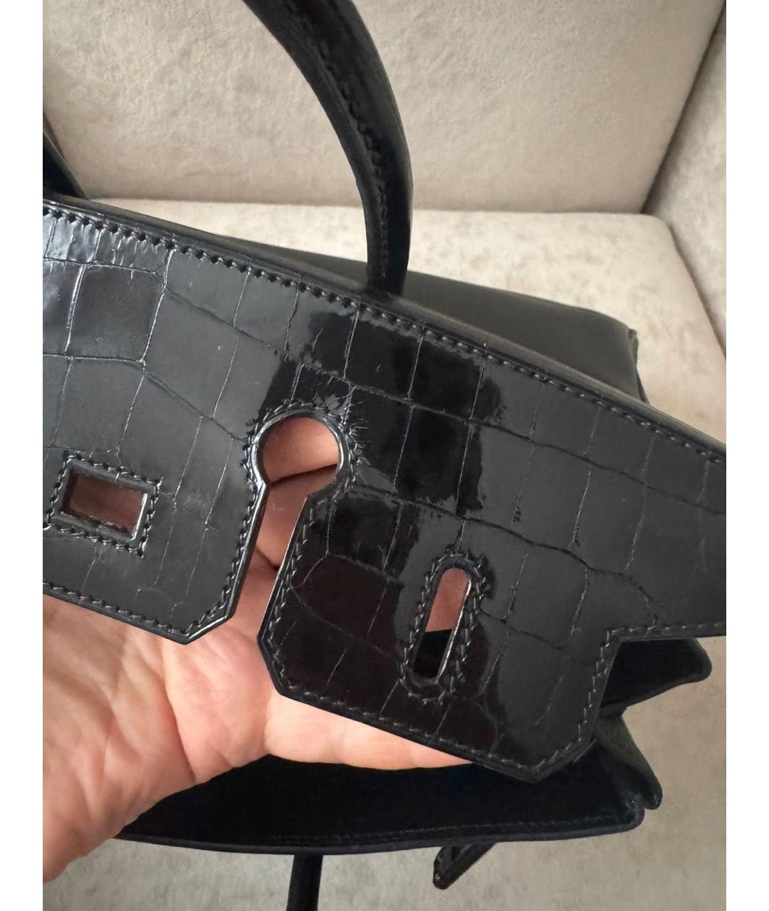 HERMES Черная кожаная сумка с короткими ручками, фото 7