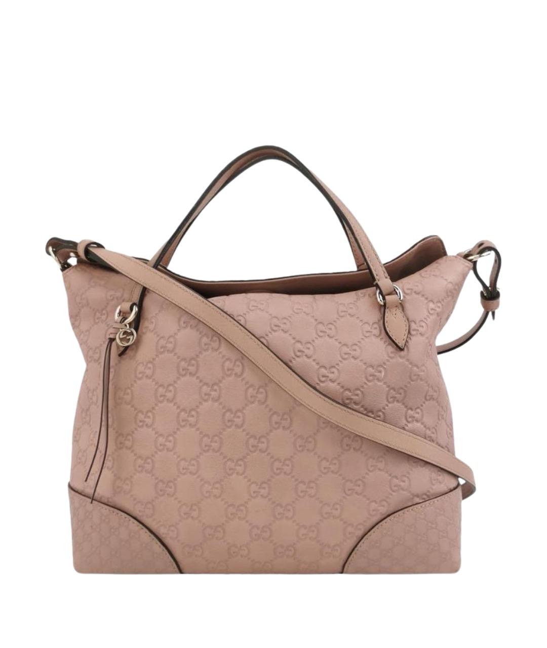 GUCCI Розовая кожаная сумка тоут, фото 1