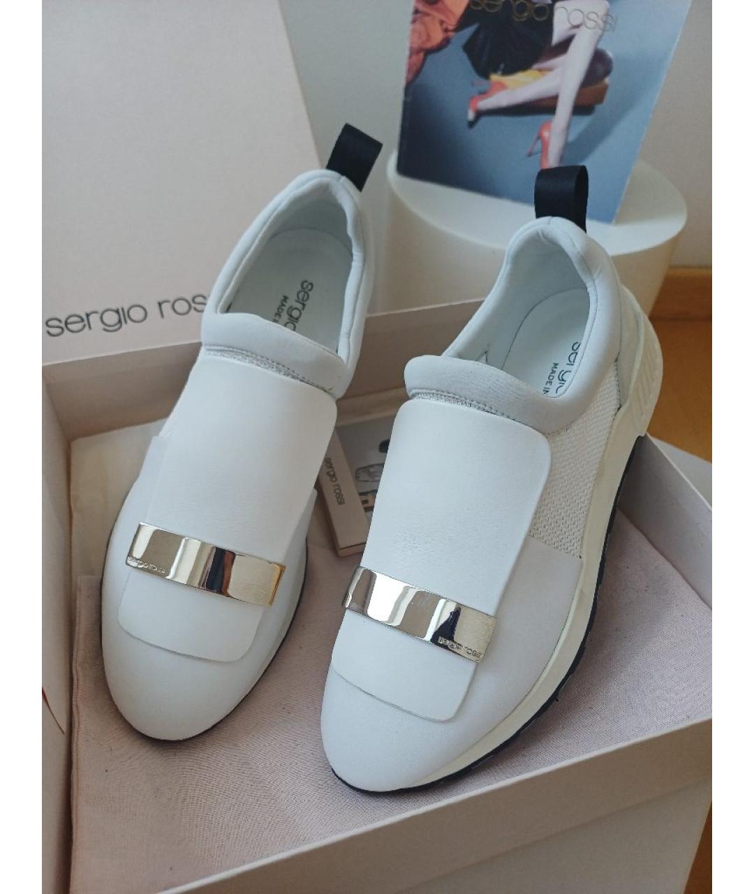 SERGIO ROSSI Белые кожаные кеды, фото 2
