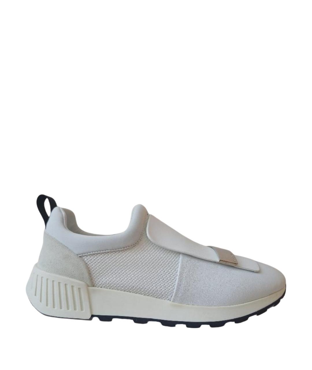 SERGIO ROSSI Белые кожаные кеды, фото 1