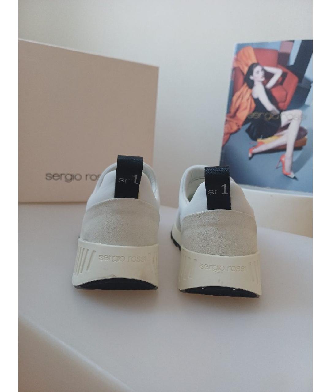 SERGIO ROSSI Белые кожаные кеды, фото 7