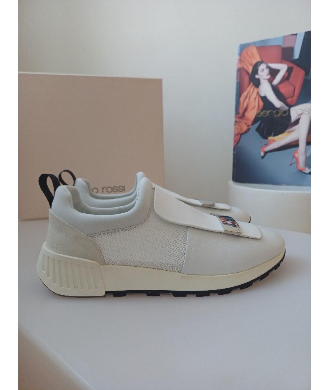 SERGIO ROSSI Белые кожаные кеды, фото 8