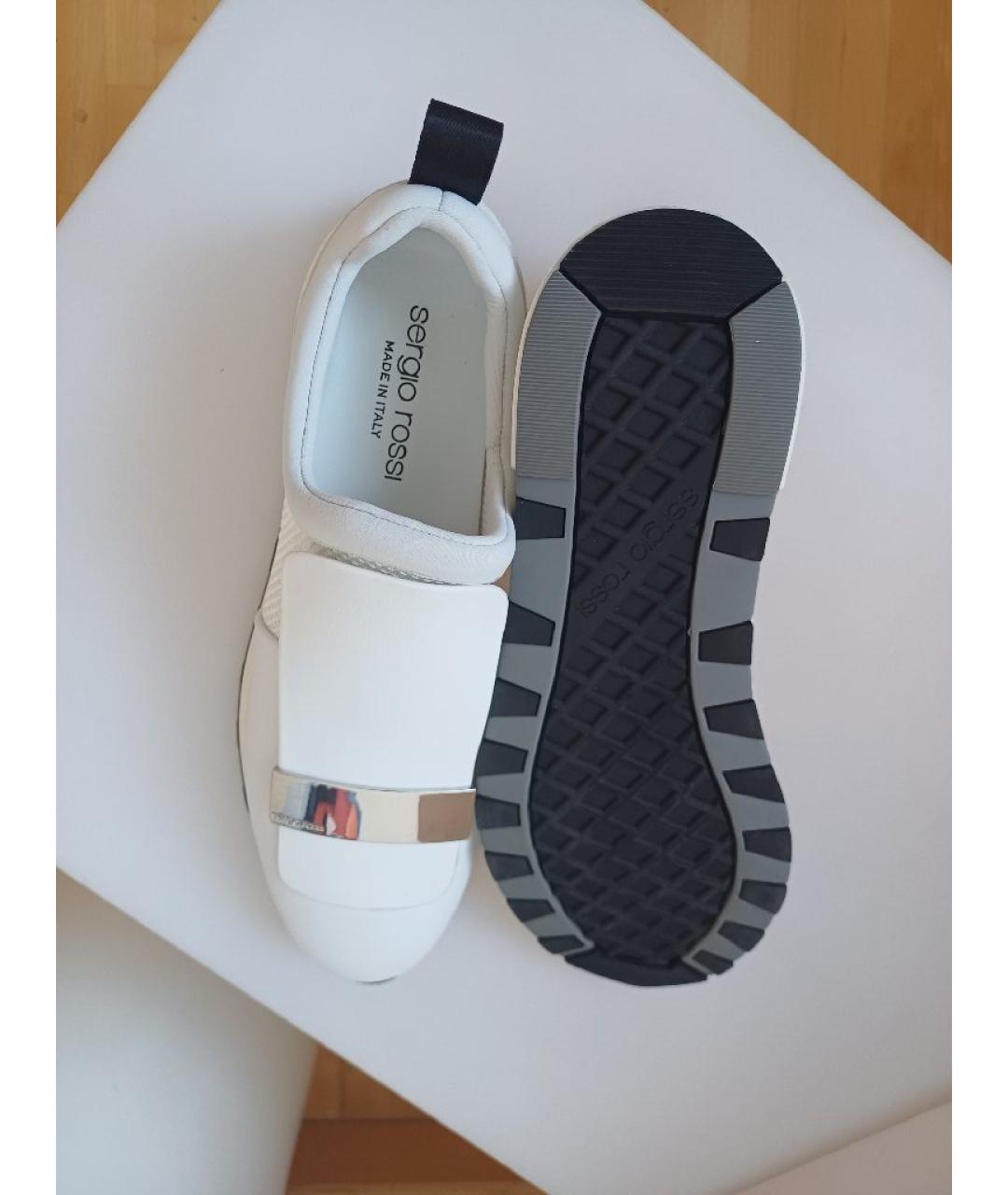 SERGIO ROSSI Белые кожаные кеды, фото 9