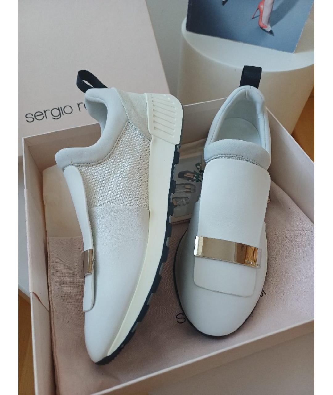 SERGIO ROSSI Белые кожаные кеды, фото 5