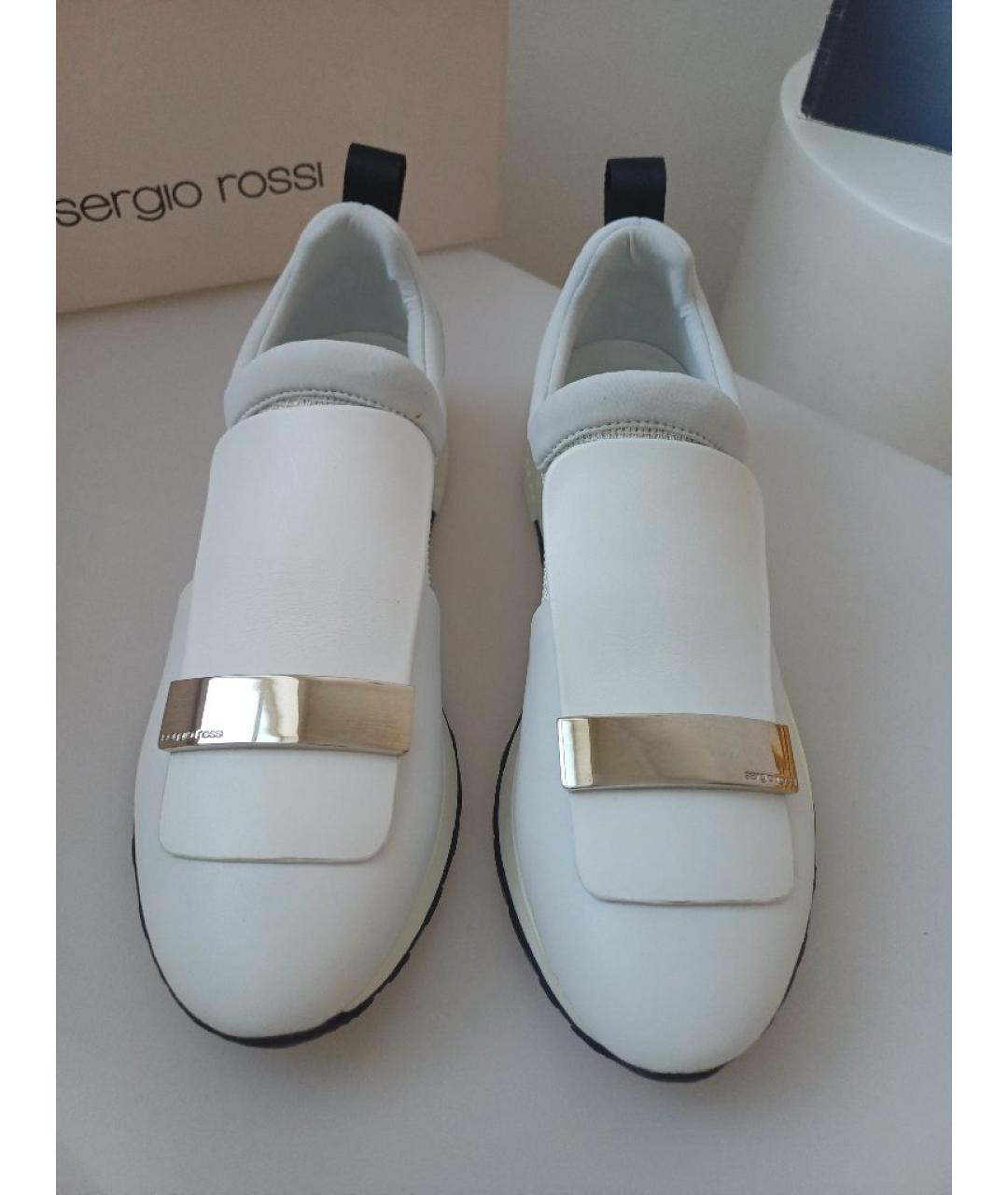 SERGIO ROSSI Белые кожаные кеды, фото 6