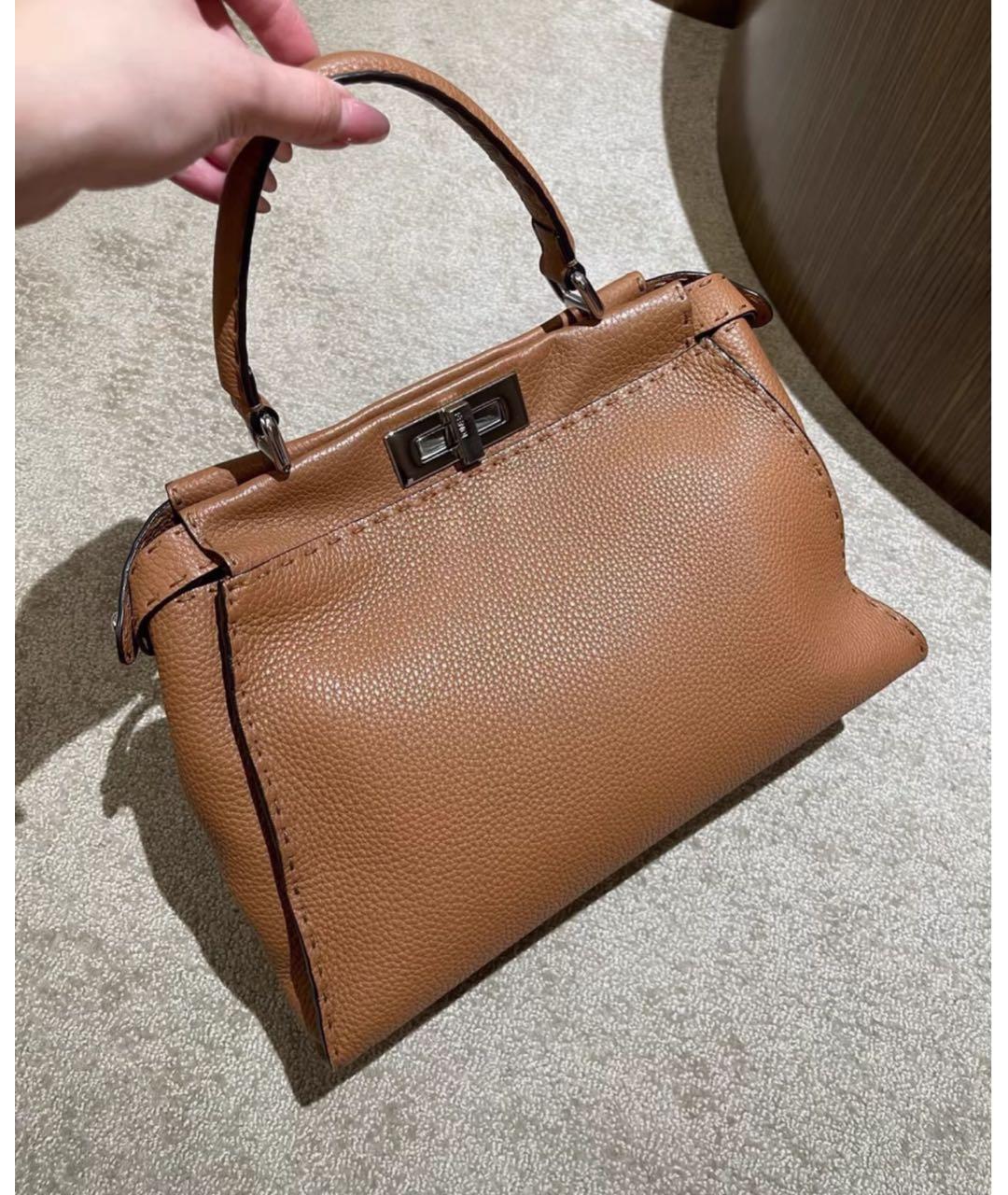 FENDI Коричневая кожаная сумка через плечо, фото 3