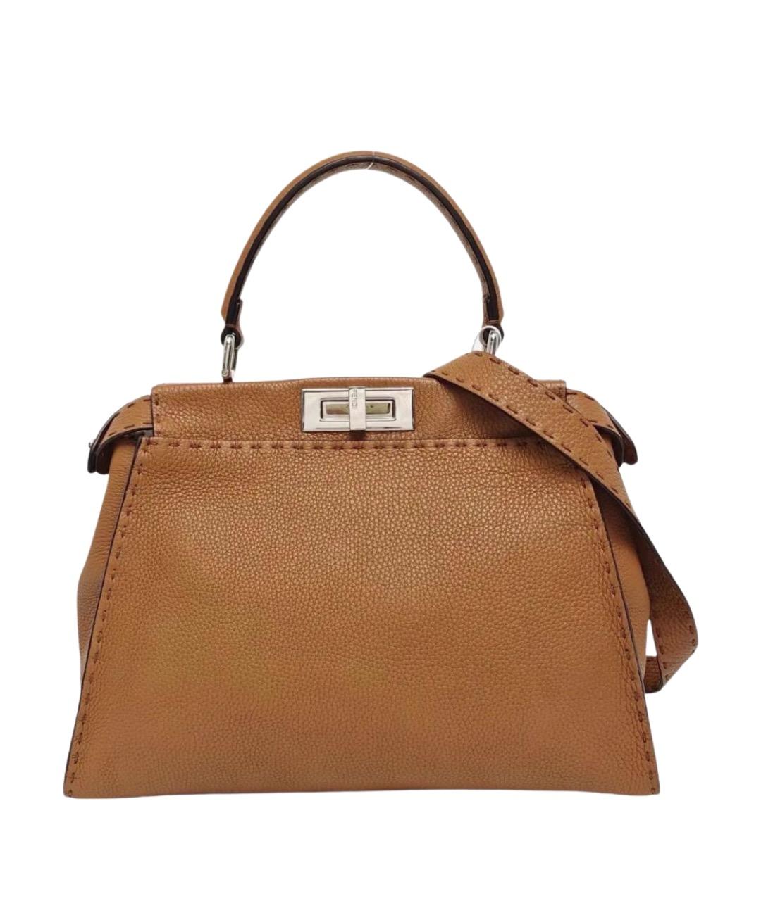 FENDI Коричневая кожаная сумка через плечо, фото 1