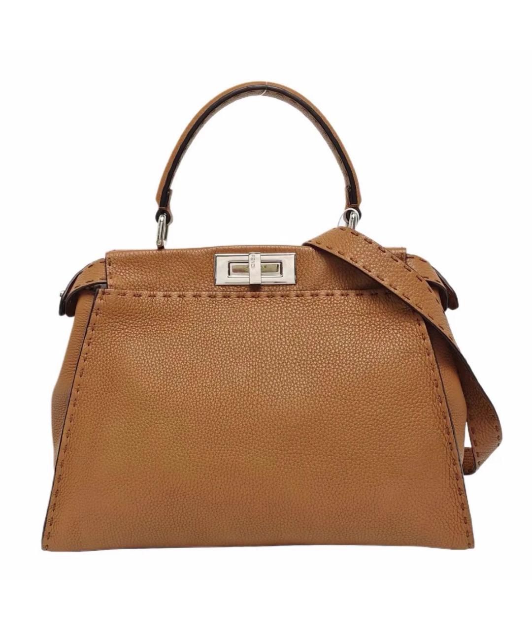 FENDI Коричневая кожаная сумка через плечо, фото 6