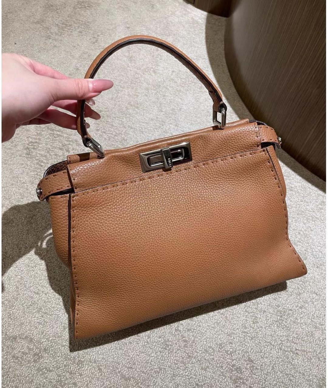 FENDI Коричневая кожаная сумка через плечо, фото 2