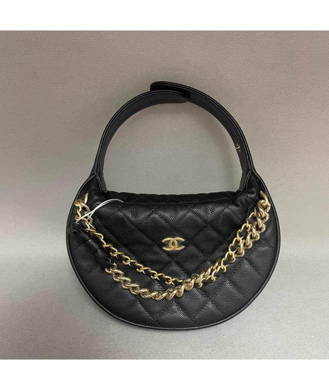 CHANEL Черная кожаная сумка с короткими ручками, фото 8