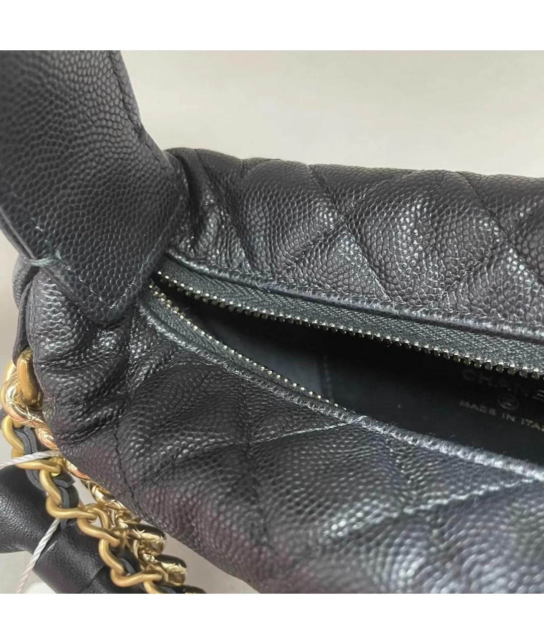 CHANEL Черная кожаная сумка с короткими ручками, фото 6