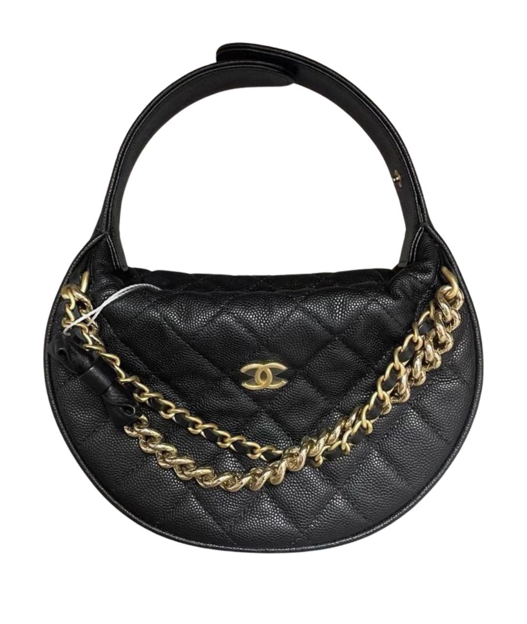 CHANEL Черная кожаная сумка с короткими ручками, фото 1