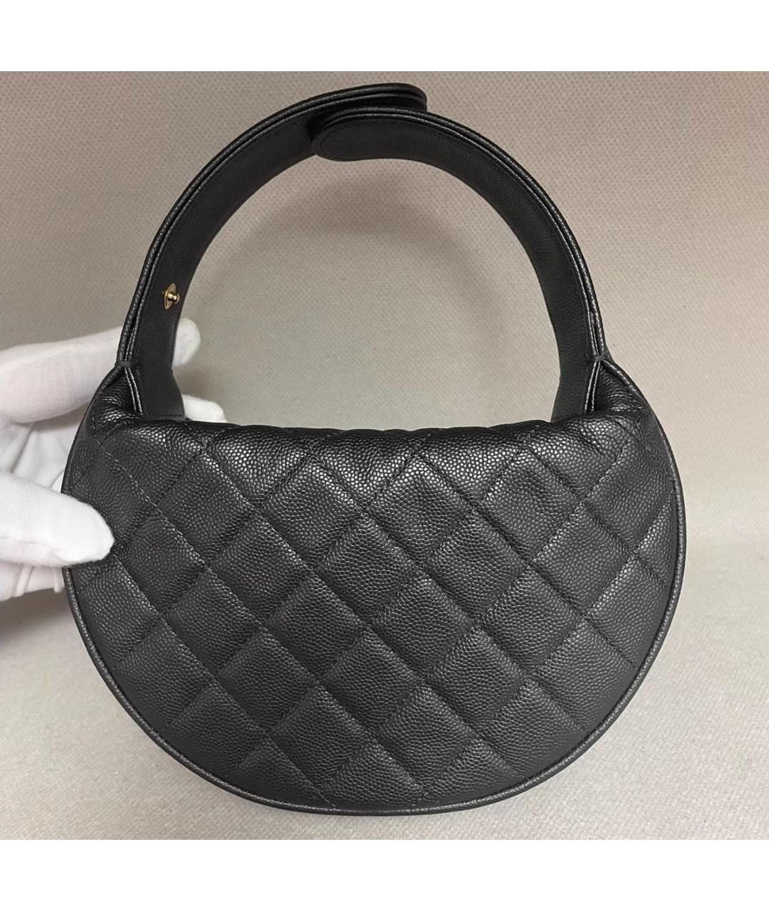 CHANEL Черная кожаная сумка с короткими ручками, фото 7