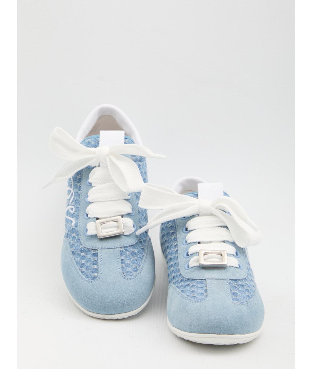 ROGER VIVIER Голубые кожаные кроссовки, фото 5