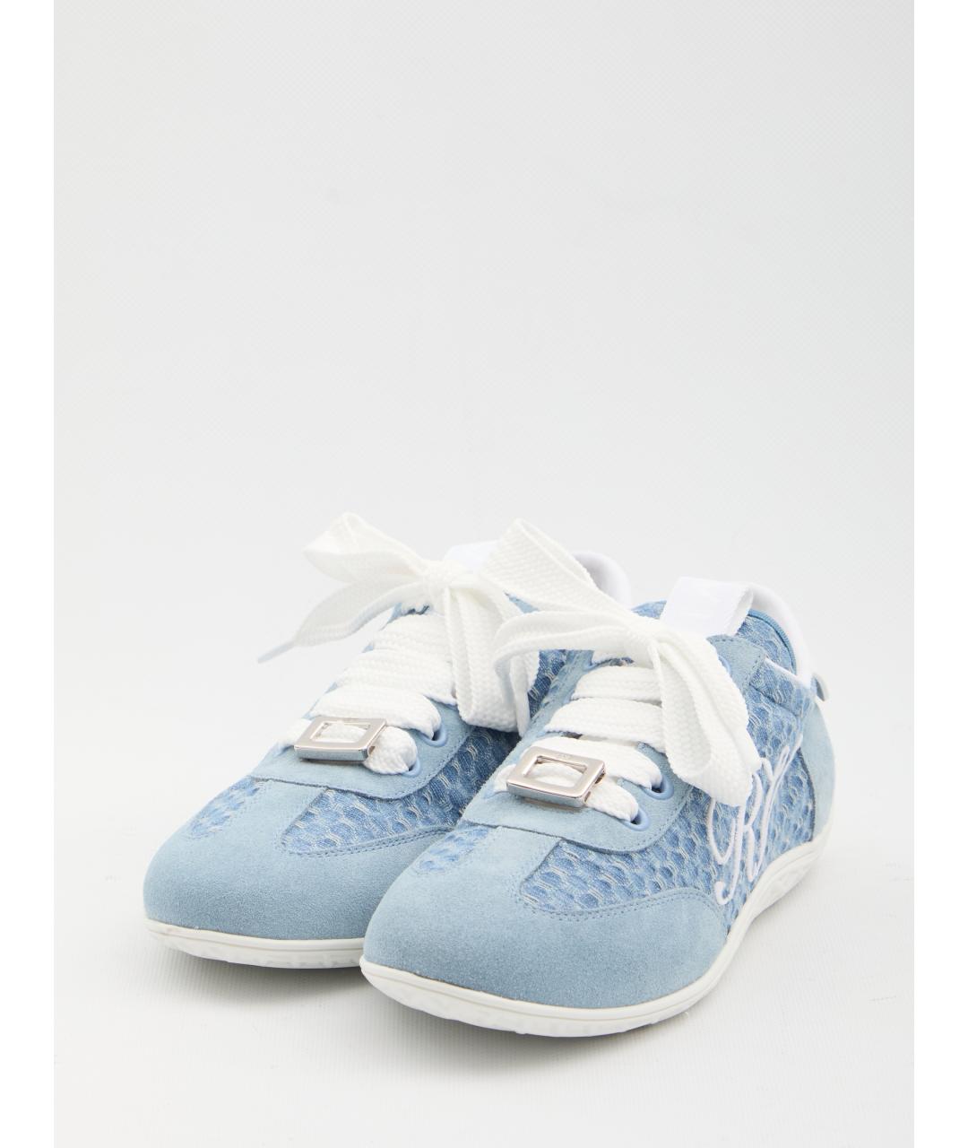 ROGER VIVIER Голубые кожаные кроссовки, фото 2