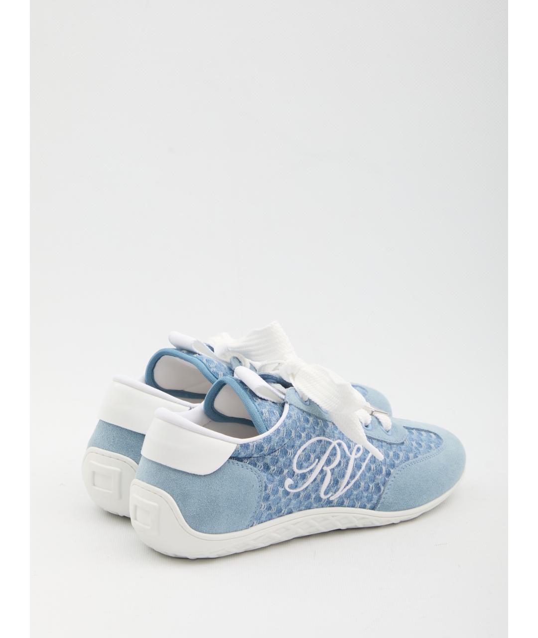 ROGER VIVIER Голубые кожаные кроссовки, фото 3