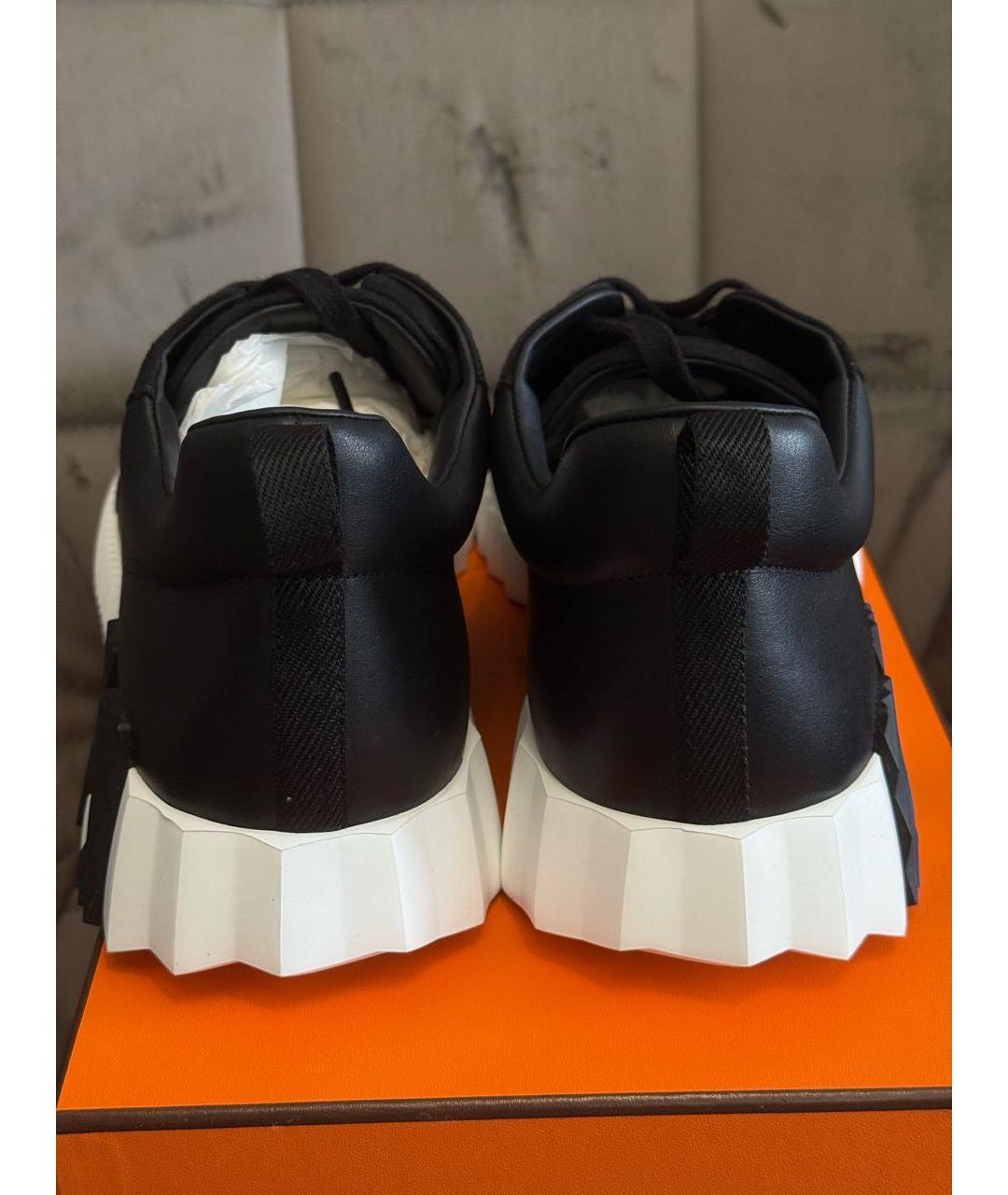 HERMES Черные кожаные низкие кроссовки / кеды, фото 5