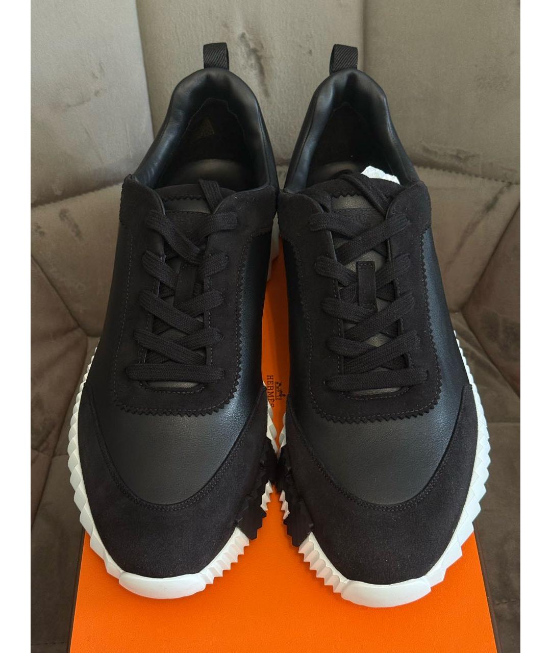 HERMES Черные кожаные низкие кроссовки / кеды, фото 6