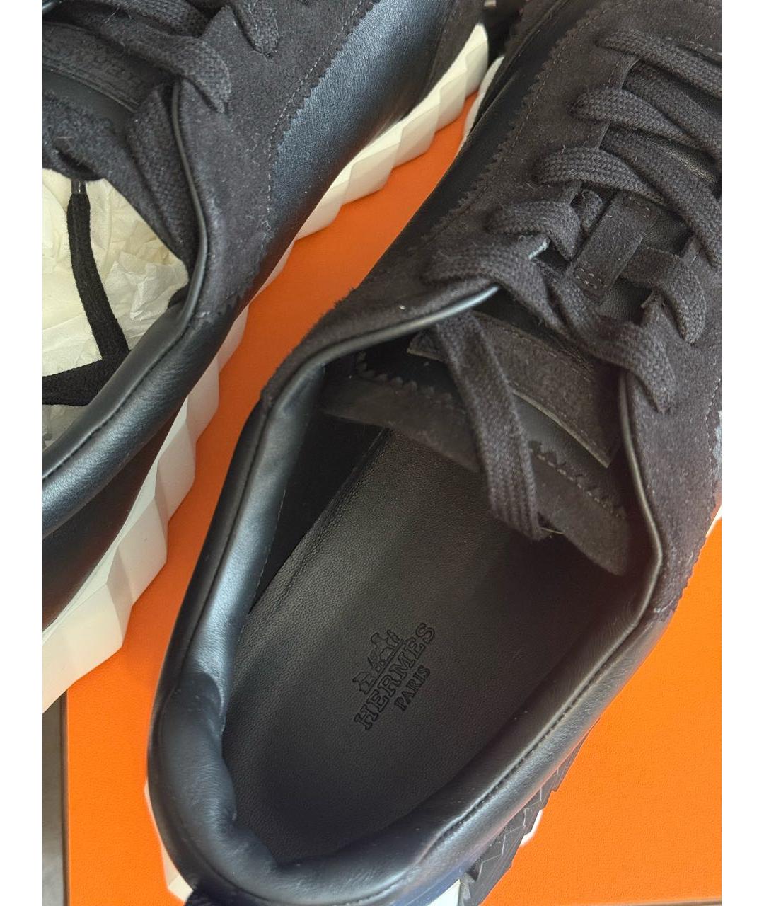 HERMES Черные кожаные низкие кроссовки / кеды, фото 7