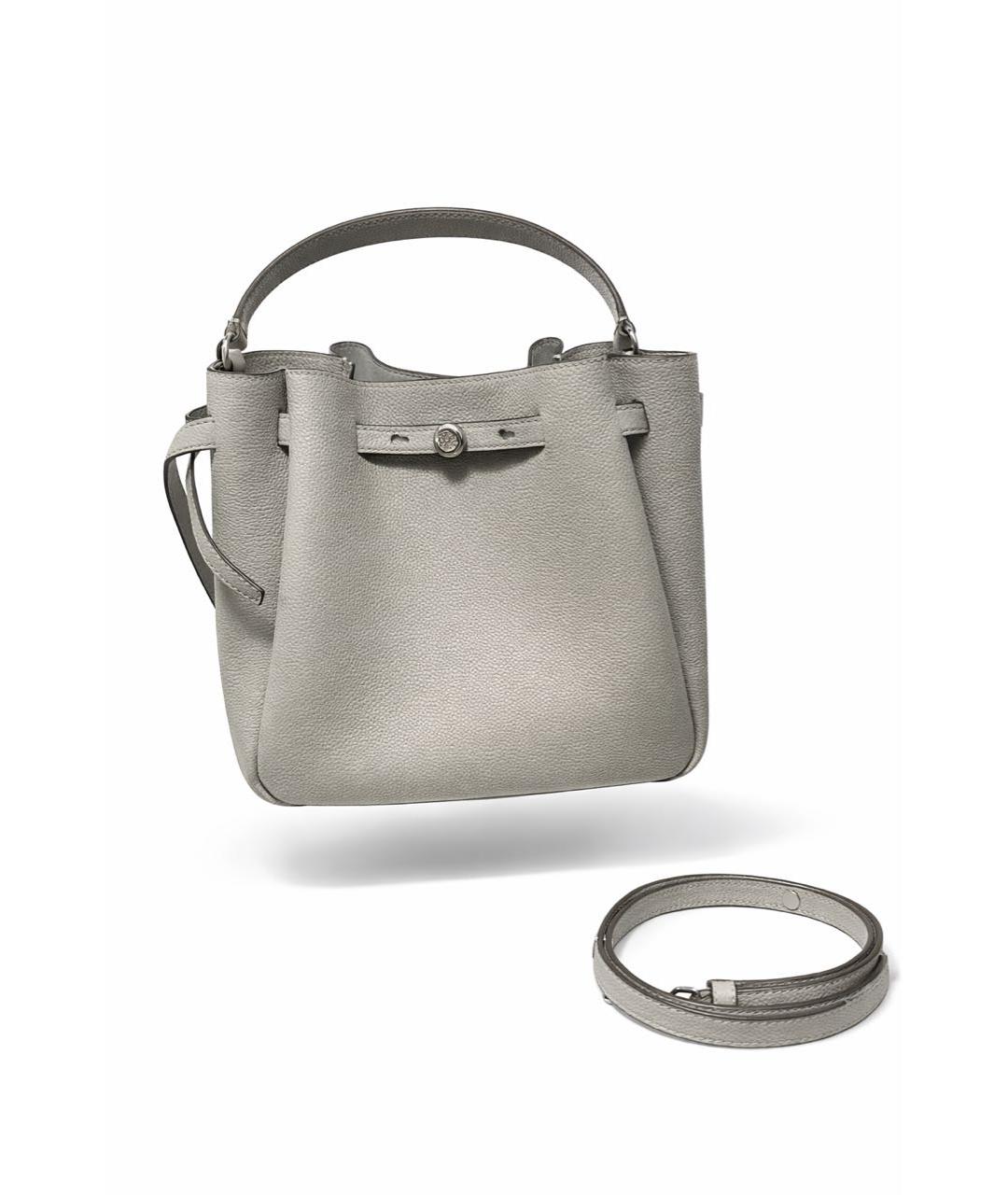 TORY BURCH Серая кожаная сумка с короткими ручками, фото 2