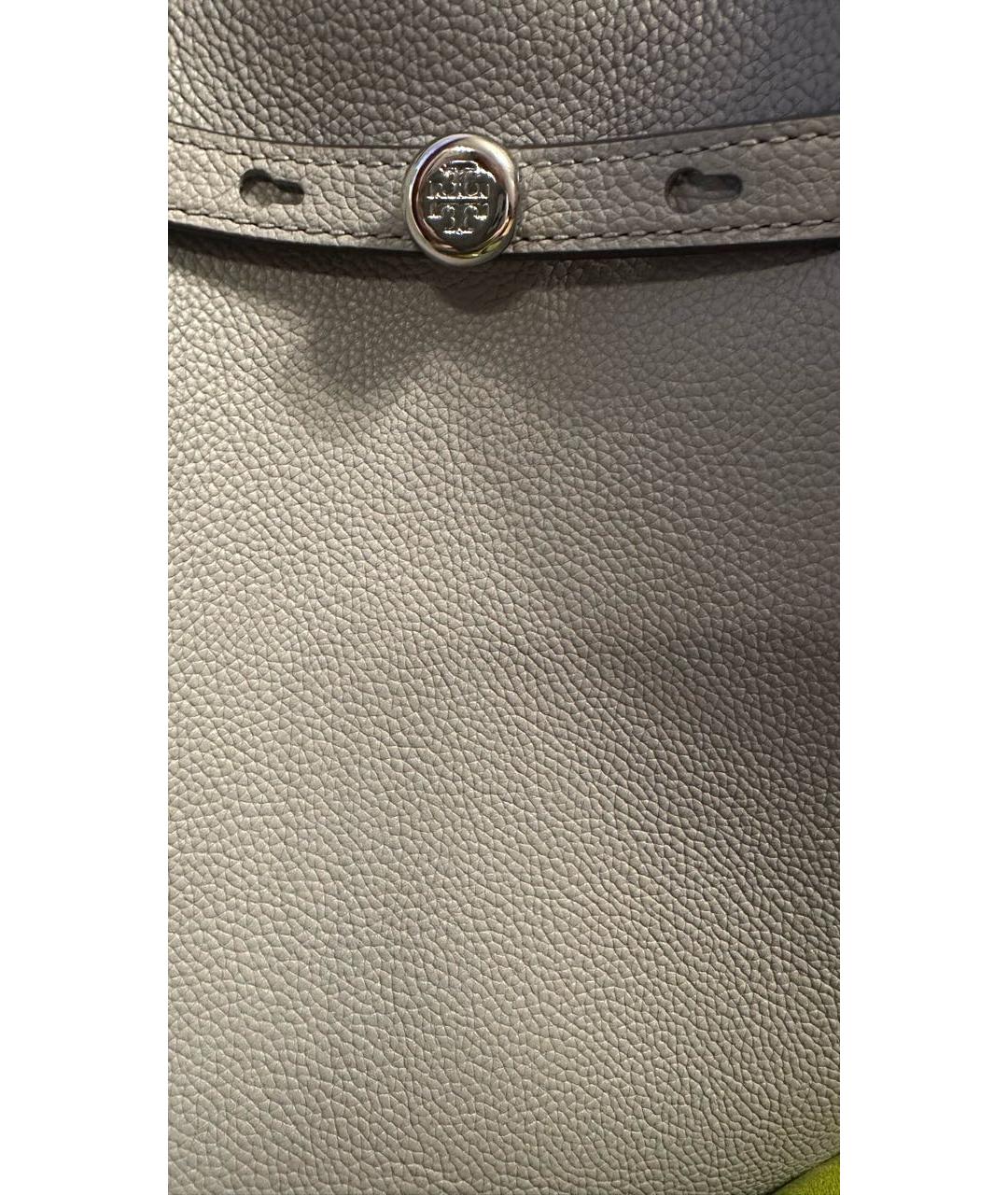 TORY BURCH Серая кожаная сумка с короткими ручками, фото 4