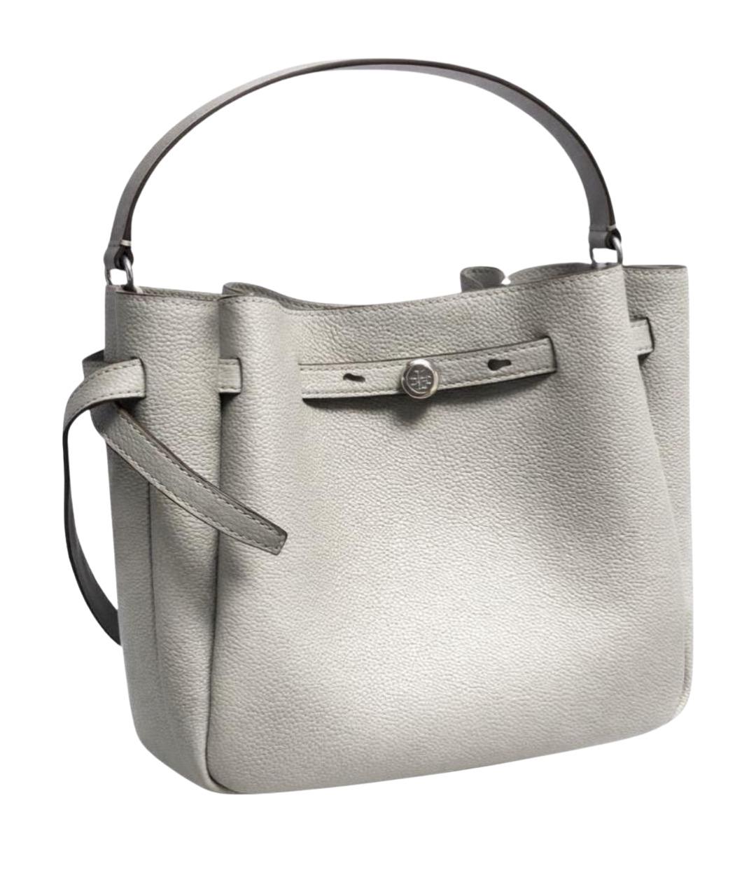 TORY BURCH Серая кожаная сумка с короткими ручками, фото 1