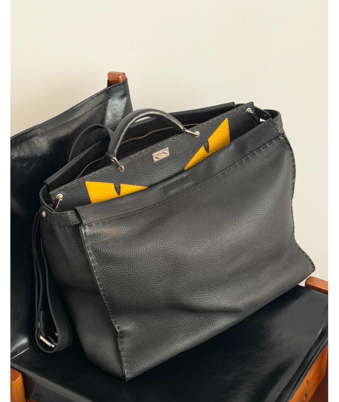 FENDI Черная кожаная сумка через плечо, фото 2