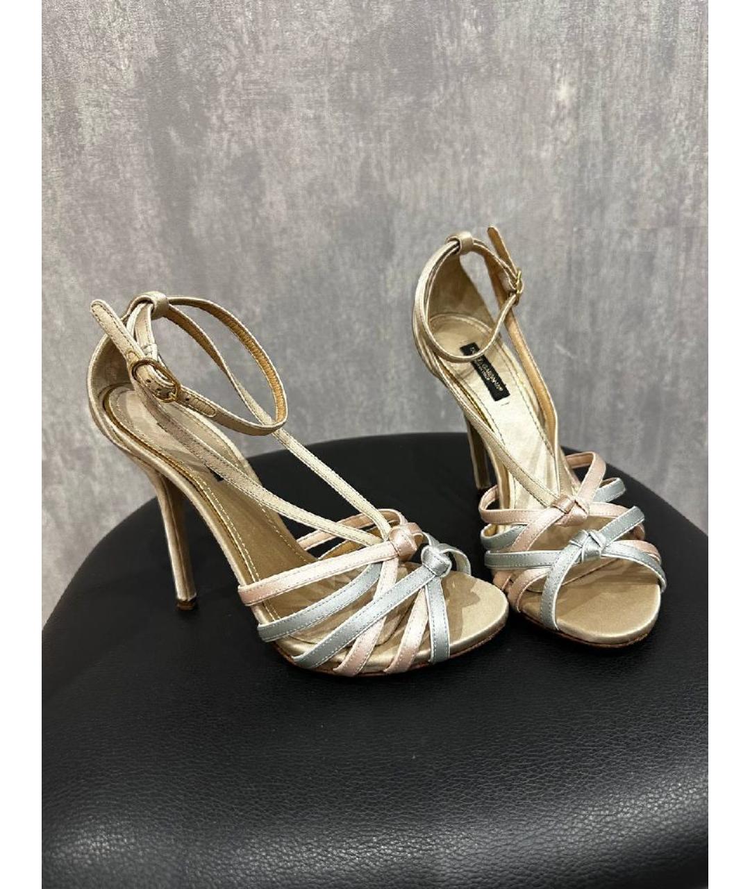 DOLCE&GABBANA Бежевые текстильные босоножки, фото 2