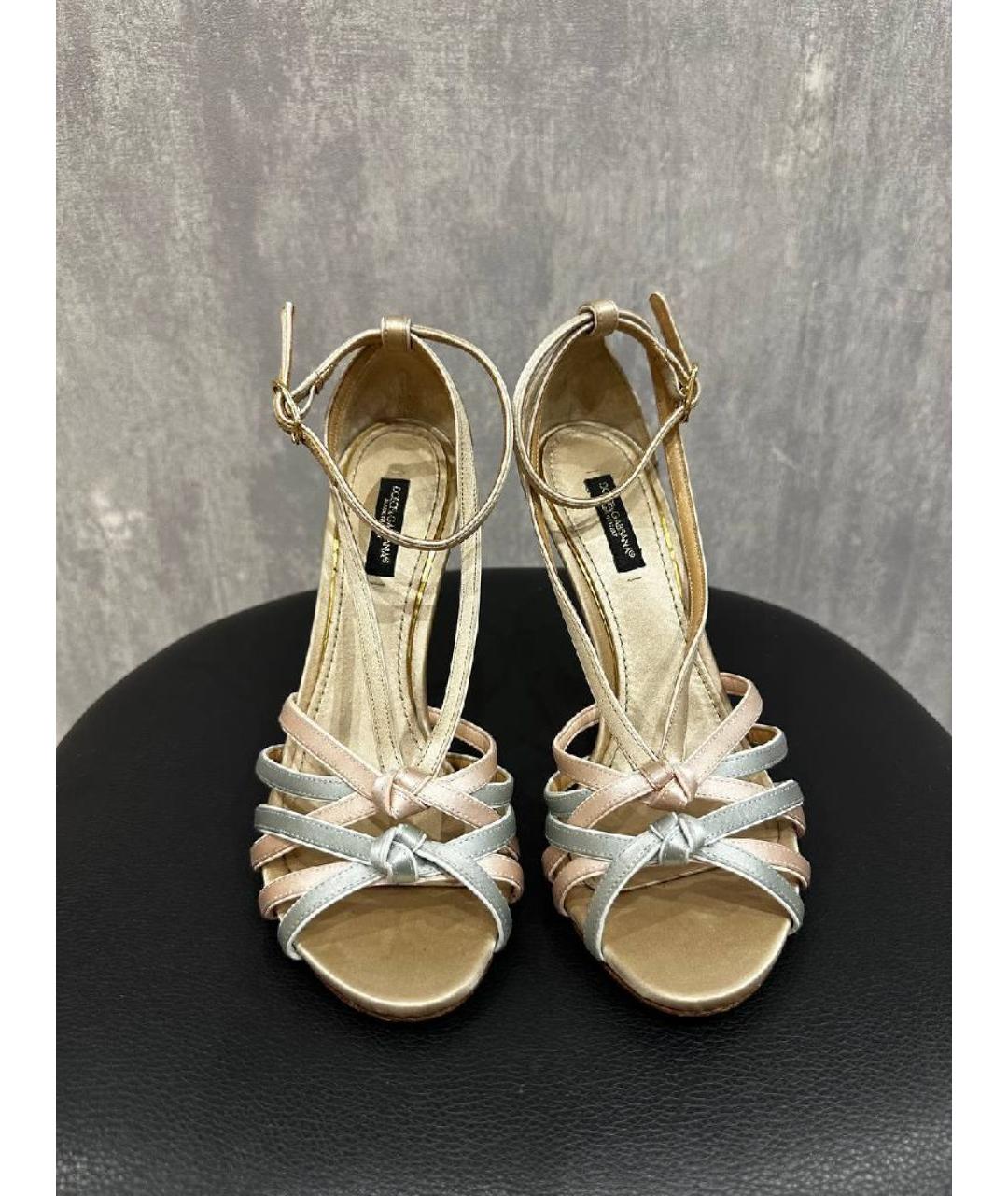 DOLCE&GABBANA Бежевые текстильные босоножки, фото 4