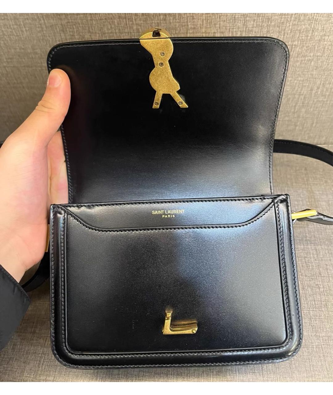 SAINT LAURENT Черная кожаная сумка через плечо, фото 6