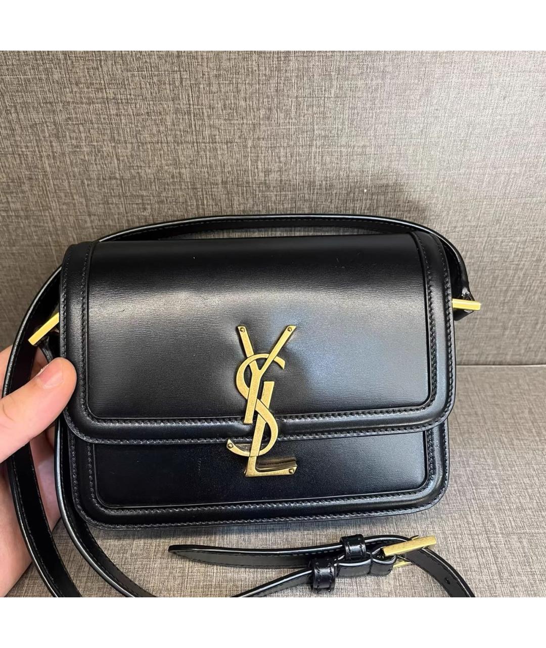 SAINT LAURENT Черная кожаная сумка через плечо, фото 9